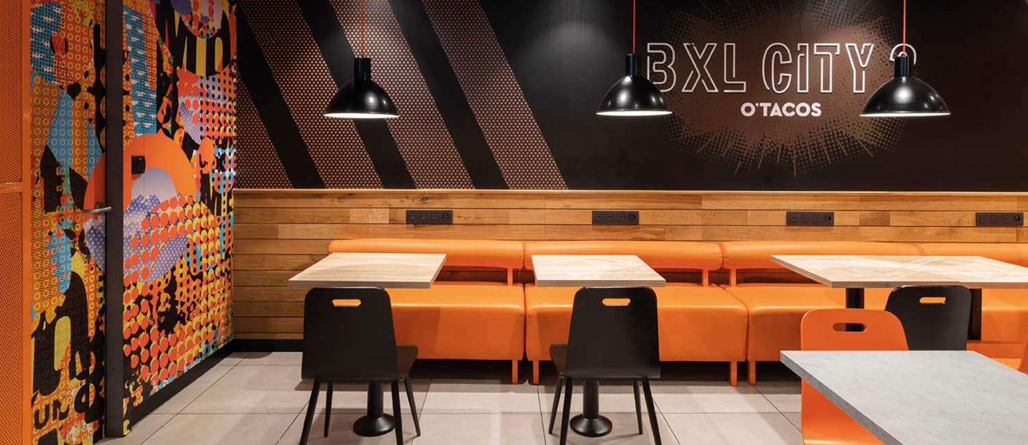 Clicwall wall panels in O Tacos restaurant - digital print on panels